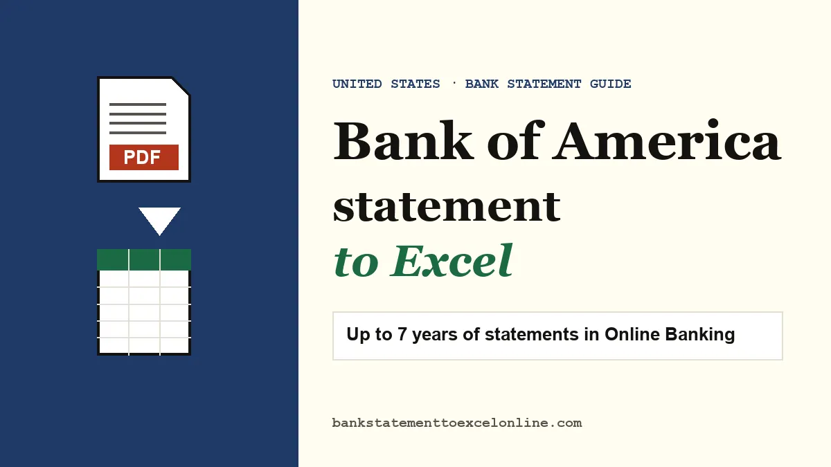 Bank of America statement PDF turning into an Excel spreadsheet, guide cover