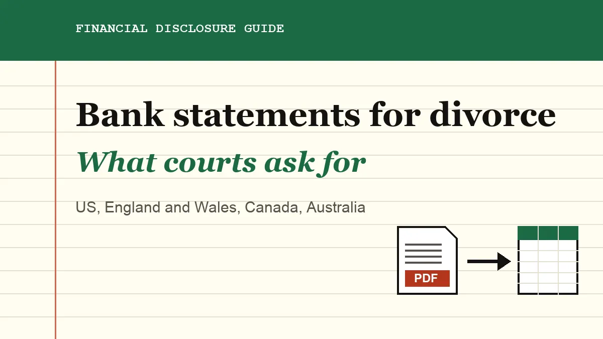 Bank statements for divorce What courts ask for: cover for the bank statements for divorce guide
