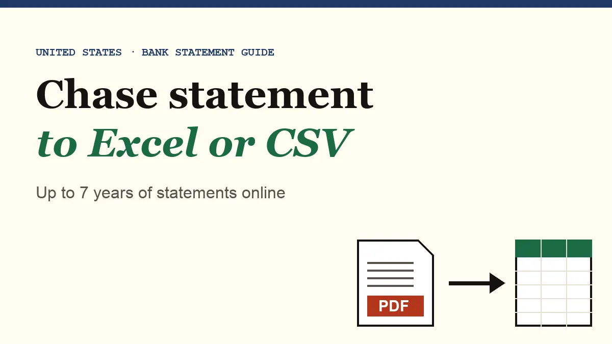 Chase statement PDF being converted into an Excel spreadsheet, guide cover image