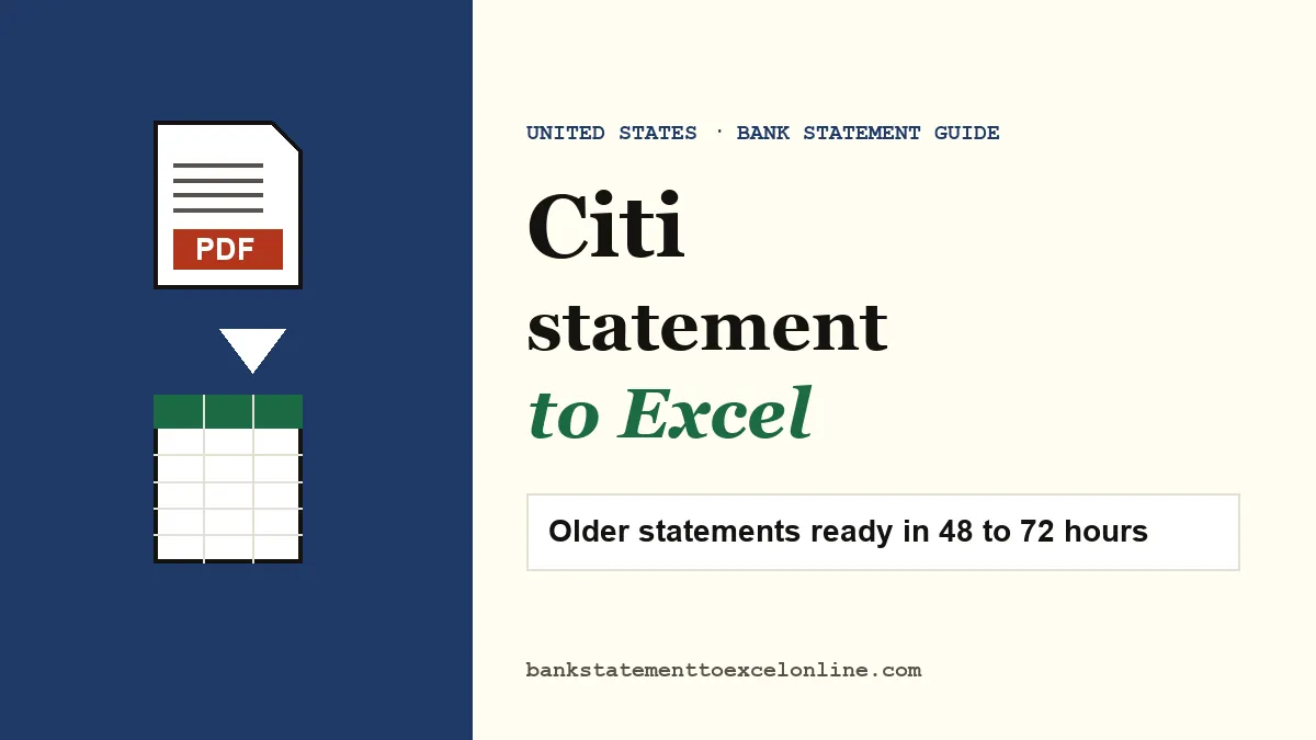 Citi credit card statement PDF exported into an Excel sheet, cover for the guide