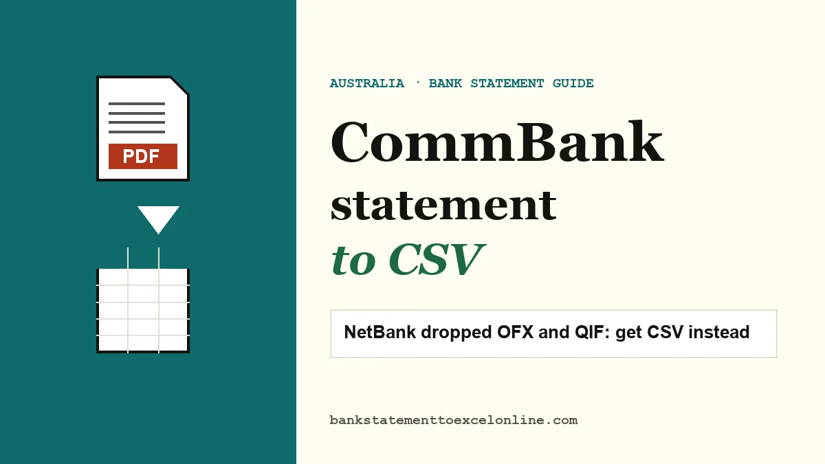 CommBank statement PDF being turned into a CSV file, cover image for the CommBank guide