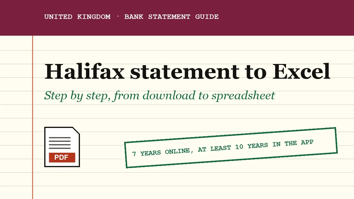 Halifax bank statement PDF turning into an Excel workbook, cover image for the guide