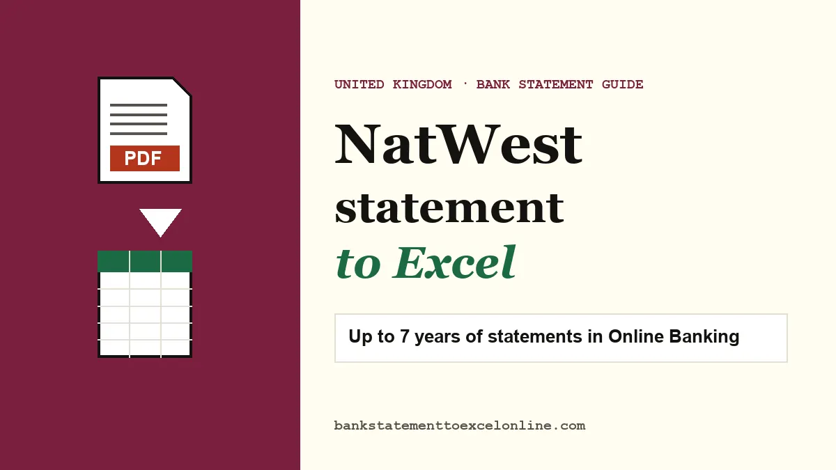 NatWest current account statement PDF turned into an Excel spreadsheet, guide cover