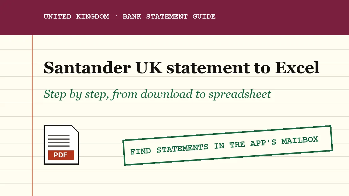 Santander UK statement PDF changing into an Excel spreadsheet, cover image for the guide