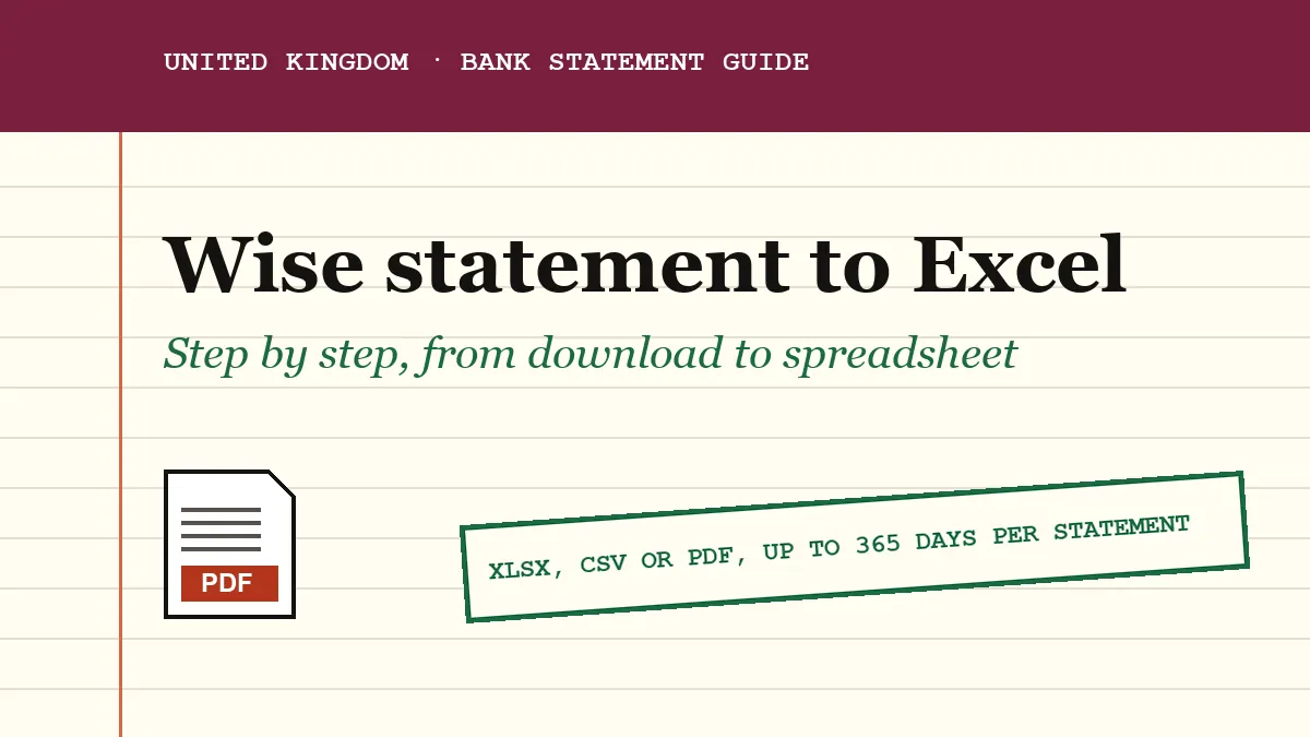Wise multi-currency statement becoming an Excel workbook, cover for the Wise guide